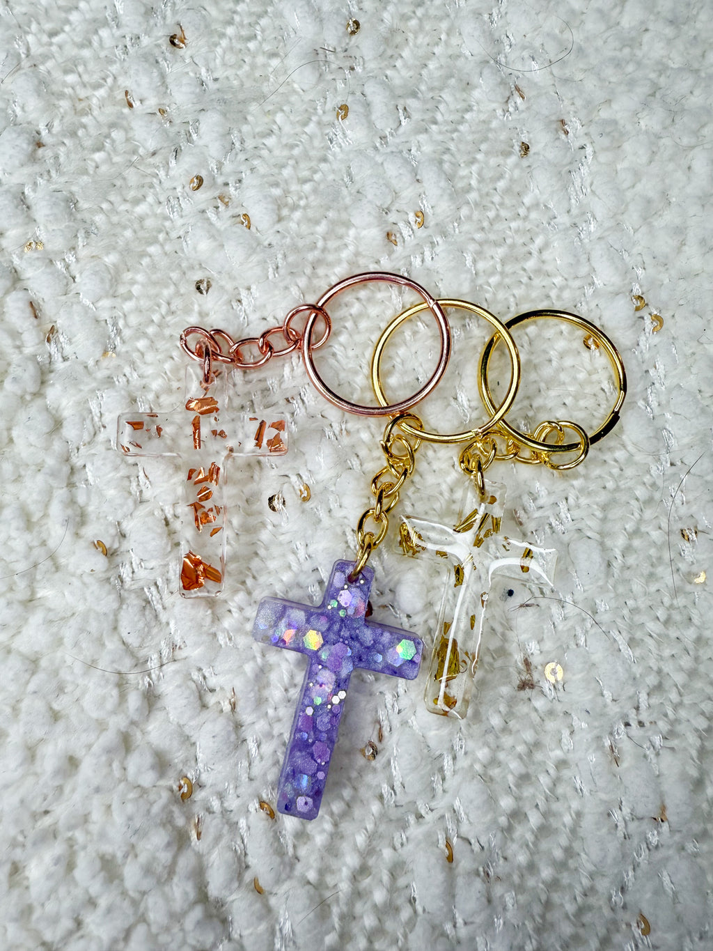 Rose Gold Cross Keychain