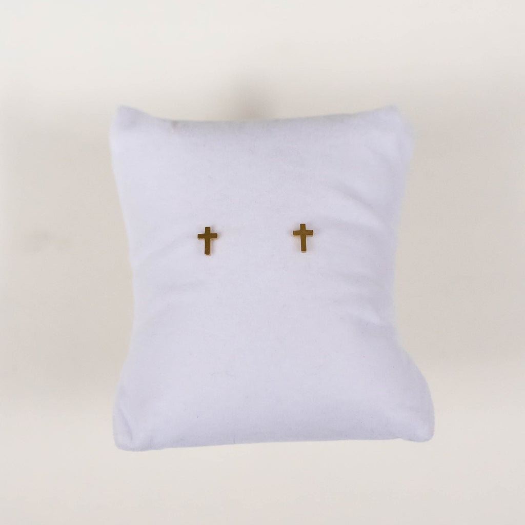 Cross Stud Earrings - Gold