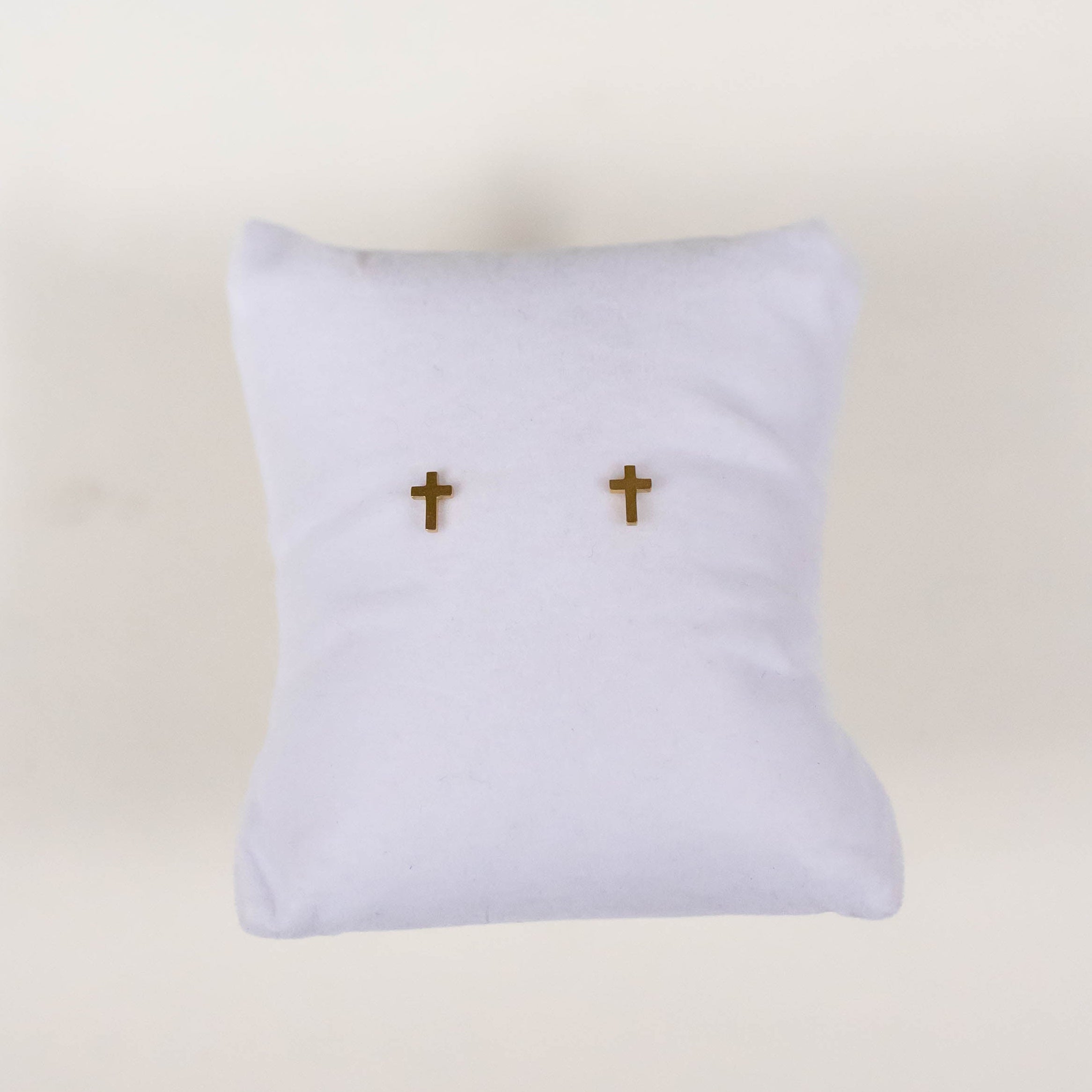 Cross Stud Earrings - Gold