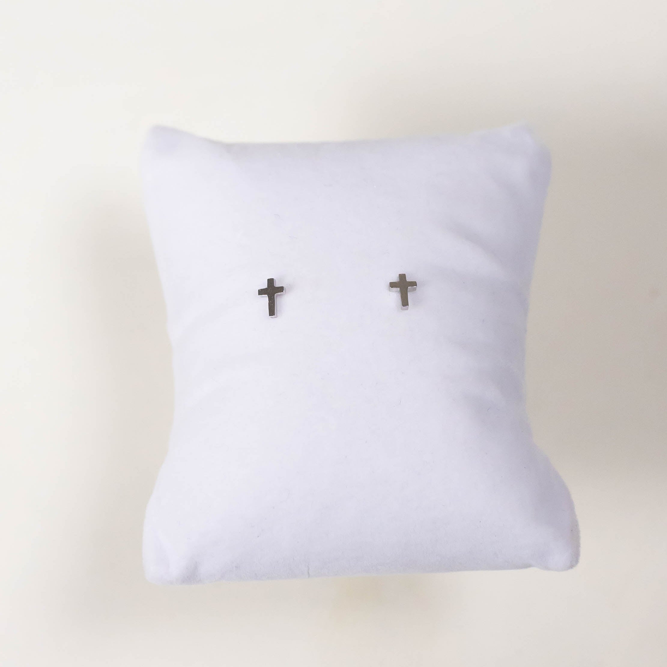 Cross Stud Earrings - Silver