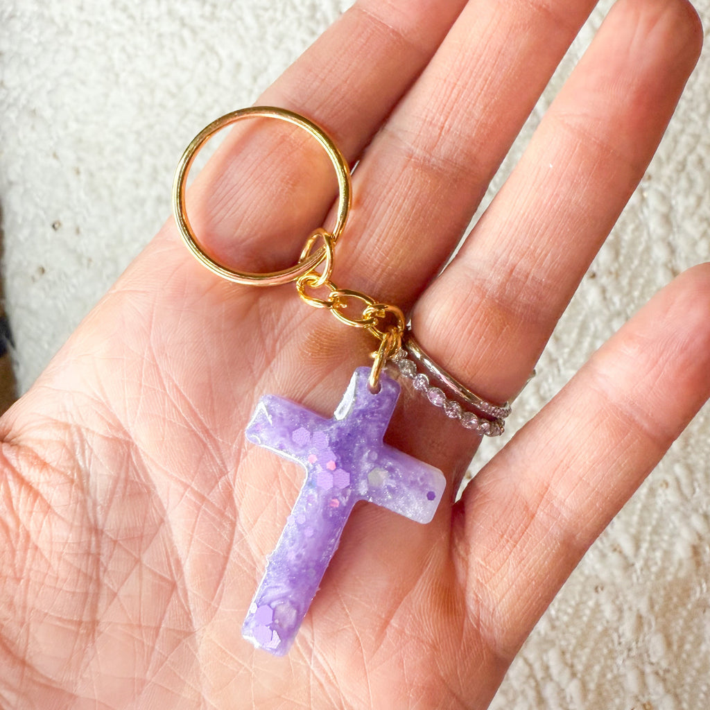 Purple Cross Keychain